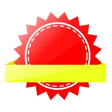 Simple Vector Shinning Sun Shape Red and Yellow Blank Tag, isolated on white Stock Illustration