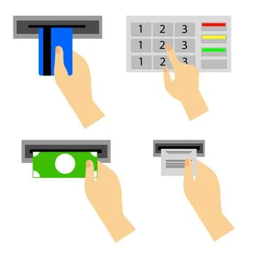 Simple Vector Sign ATM Use Instruction Illustrazione stock