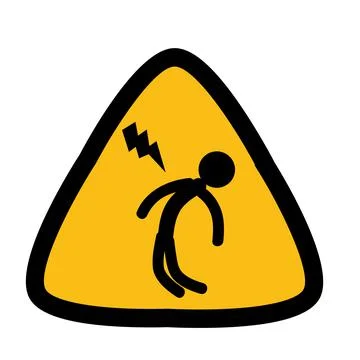 Simple Vector Sign, Beware Electric Shock, Isolated on White Stock Illustration
