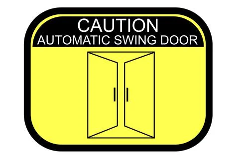 Simple Vector Sign, Caution Automatic Swing Door Stock Illustration