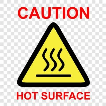 Simple Vector sign, Caution hot surface at transparent effect background Stock Illustration