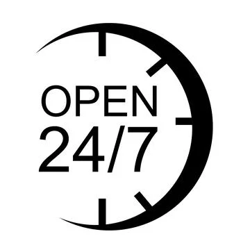 Simple Vector Sign Open 24 Hour 7 day a week Stock Illustration