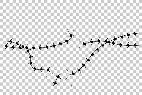 Simple Vector Silhouette Broken Barricade from Barbed Wire, Suitable Illustra Stock Illustration