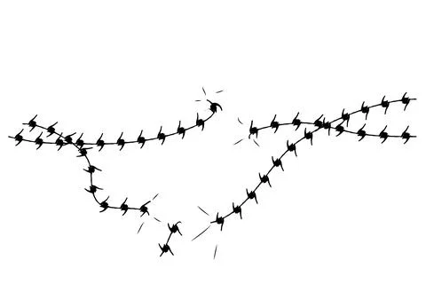 Simple Vector Silhouette Broken Barricade from Barbed Wire, Suitable Illustra Stock Illustration