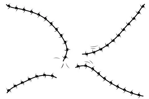 Simple Vector Silhouette Broken Barricade from Barbed Wire, Suitable Illustra Stock Illustration