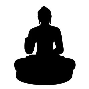 Simple Vector Silhouette Budha or buddha statue, isolated on white Stock Illustration