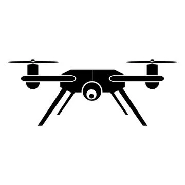 Simple Vector Silhouette of Drone, isolated on white background Stock Illustration