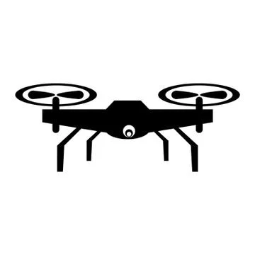 Simple Vector Silhouette of Drone, isolated on white background Stock Illustration
