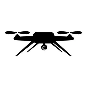 Simple Vector Silhouette of Drone, isolated on white background Stock Illustration