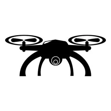 Simple Vector Silhouette of Drone, isolated on white background Stock Illustration