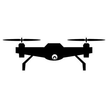 Simple Vector Silhouette of Drone, isolated on white background Stock Illustration