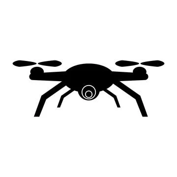Simple Vector Silhouette of Drone, isolated on white background Stock Illustration