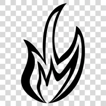Simple Vector Silhouette Fire or flammable sign, at transparent effect backgr Stock Illustration