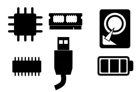 Simple Vector Silhouette Icon Computer Hardware Symbol Stockillustratie