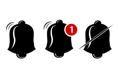 Simple Vector Silhouette, Icon or Logo, Bell, Ring, alert, notification, Isol Stock Illustration