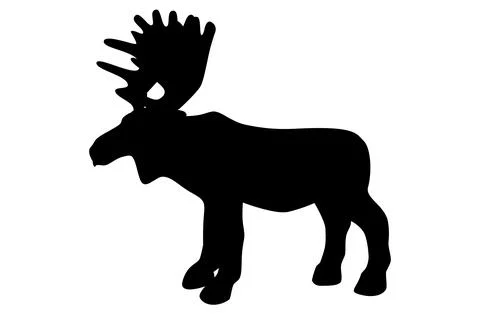 Simple vector silhouette moose or big deer, isolated on white Stock Illustration