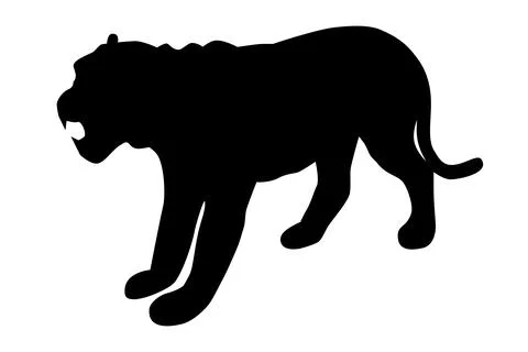 Simple vector silhouette tiger or big deer, isolated on white Stock Illustration