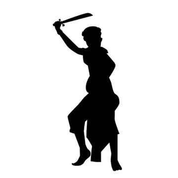 Simple Vector silhouette of Young Boy Traditional Indonesia as a soldier Stock-Illustration
