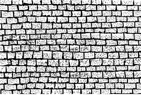 Simple Vector Sketch, Black Brick Wall Stock Illustration