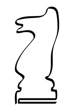 Simple vector sketch chess knight single one line art, continuous Stock Illustration