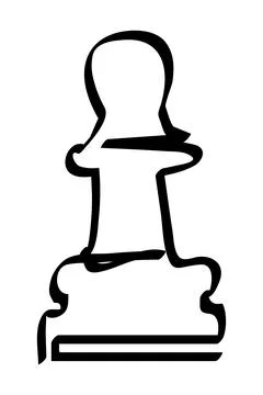 Simple vector sketch chess pawn single one line art, continuous Stock Illustration