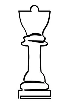 Simple vector sketch chess queen single one line art, continuous Illustrazione stock