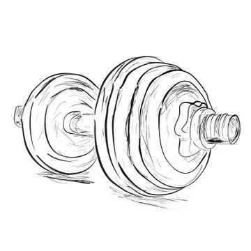 Simple Vector Sketch of dumbbell Stock Illustration