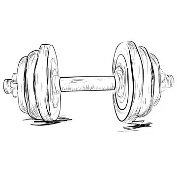 Simple Vector Sketch of dumbell, Isolated on White Illustrazione stock