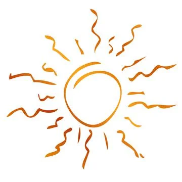 Simple vector sketch, Golden sun burst and circle frame Stock-Illustration