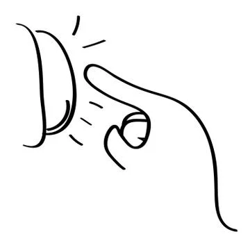 Simple Vector Sketch of hand, push the bell button Stock Illustration