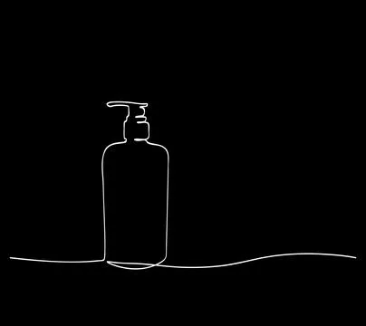 Simple vector sketch liquid soap or sanitizer bottle single one line art, c.. Stock Illustration