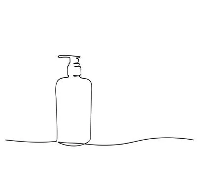 Simple vector sketch liquid soap or sanitizer bottle single one line art, c.. Stock Illustration