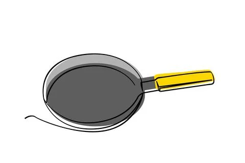 Simple vector sketch pan single one line art, continuous Stock Illustration