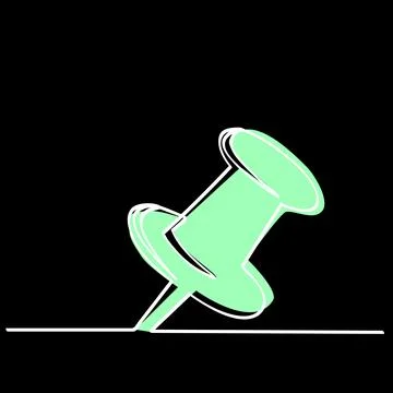 Simple vector sketch push pin single one line art, continuous Stock Illustration