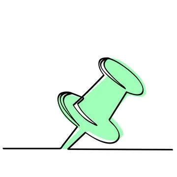 Simple vector sketch push pin single one line art, continuous Stock Illustration