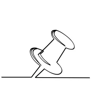 Simple vector sketch push pin single one line art, continuous Stock Illustration