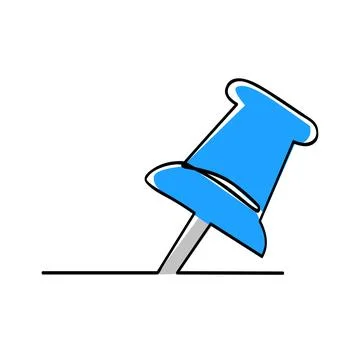 Simple vector sketch push pin single one line art, continuous Stock Illustration