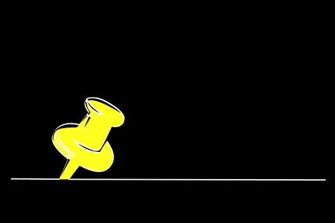 Simple vector sketch push pin single one line art, continuous Иллюстрация