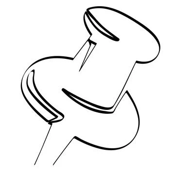 Simple vector sketch push pin single one line art, continuous Stock Illustration