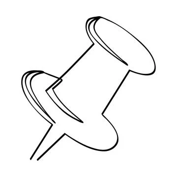 Simple vector sketch push pin single one line art, continuous Stock Illustration