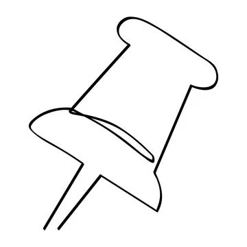 Simple vector sketch push pin single one line art, continuous Stock Illustration