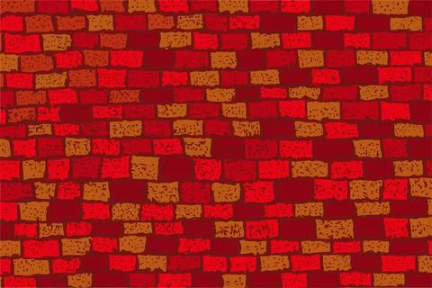 Simple Vector Sketch, Red Brick Wall Stock Illustration