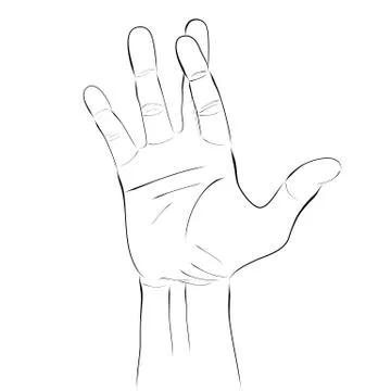 Simple Vector Sketch, Right Hand Lie Gesture Stock Illustration