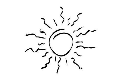 Simple vector sketch, sun burst and circle frame Stock Illustration