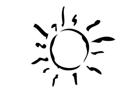 Simple vector sketch, sun burst and circle frame Stock-Illustration