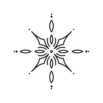 Simple vector snowflake vintage ornament icon. Flat snow element for Christma Stock Illustration