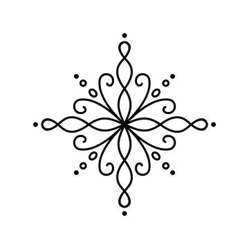Simple vector snowflake vintage ornament icon. Flat snow element for Christma Stock Illustration