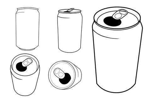 Simple Vector Soft Drink Can at various perspective Stock Illustration