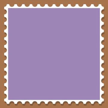 Simple vector square brown and purple postage stamp template Stock Illustration