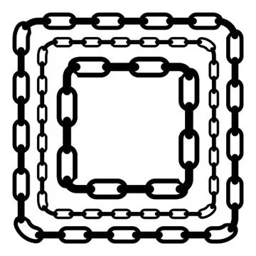 Simple Vector Square Frame from Black Chain for Your Element Design, Isolated Stock Illustration
